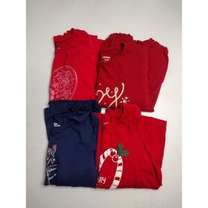 Girls 4 Piece Holiday Graphic Long Sleeve T-Shirt Bundle Carters OshKosh Size 7